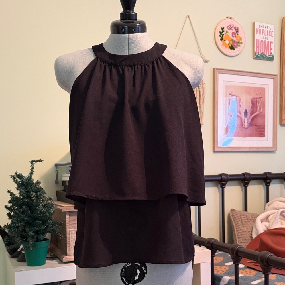 Black Halter Layered Top